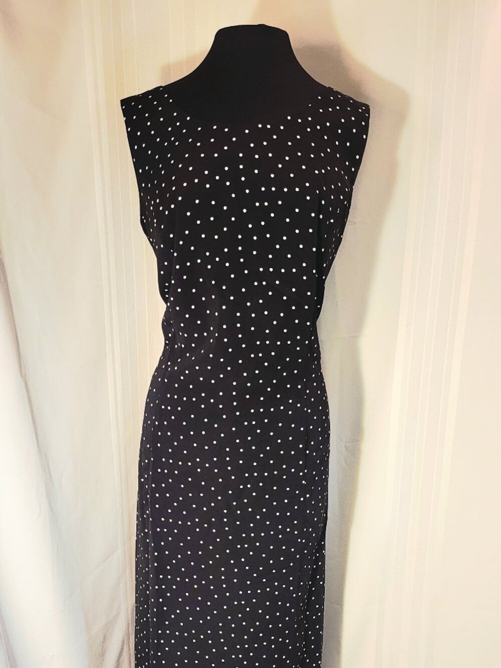 Black w/ White Polkadots Sleeveless Dress Midi Length by Studio I - Sz 20